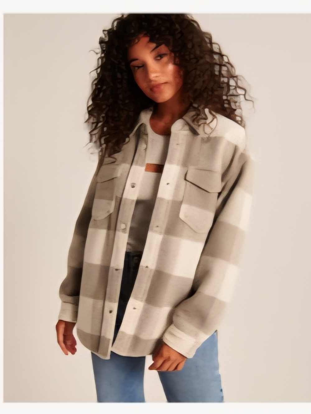 Abercrombie & Fitch Plaid Heavy Shirt Jacket Women's Size Medium